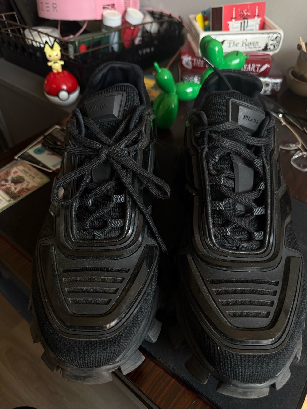 Prada Men's Black Cloudbust Thunder Rubber-Trim Sneakers